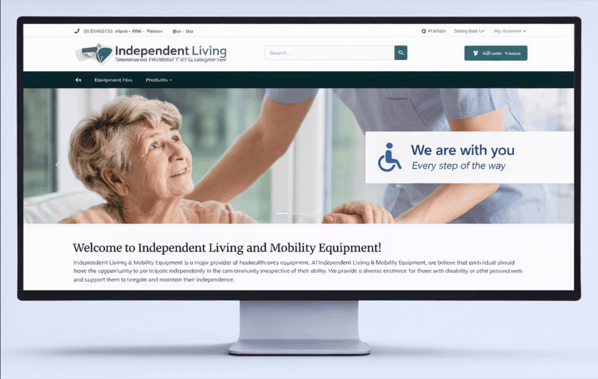 Independent Living and Mobility Equipment ecommerce website built using BigCommerce